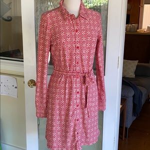 Original Penguin Red and White Long Sleeve Shirt Dress